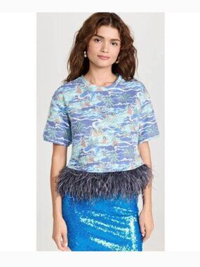 Le Superbe Hula House Party Top in Royal Hawaiian Blue Women's Size XS